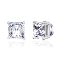 Silver Plated Square Magnetic Clip On Stud Earrings Created with Zircondia® Crystals