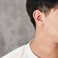 Men's Silver Plated Square Magnetic Clip On Stud Earrings Created with Zircondia® Crystals