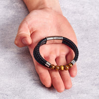 Men's Tiger's Eye Genuine Leather Bracelet