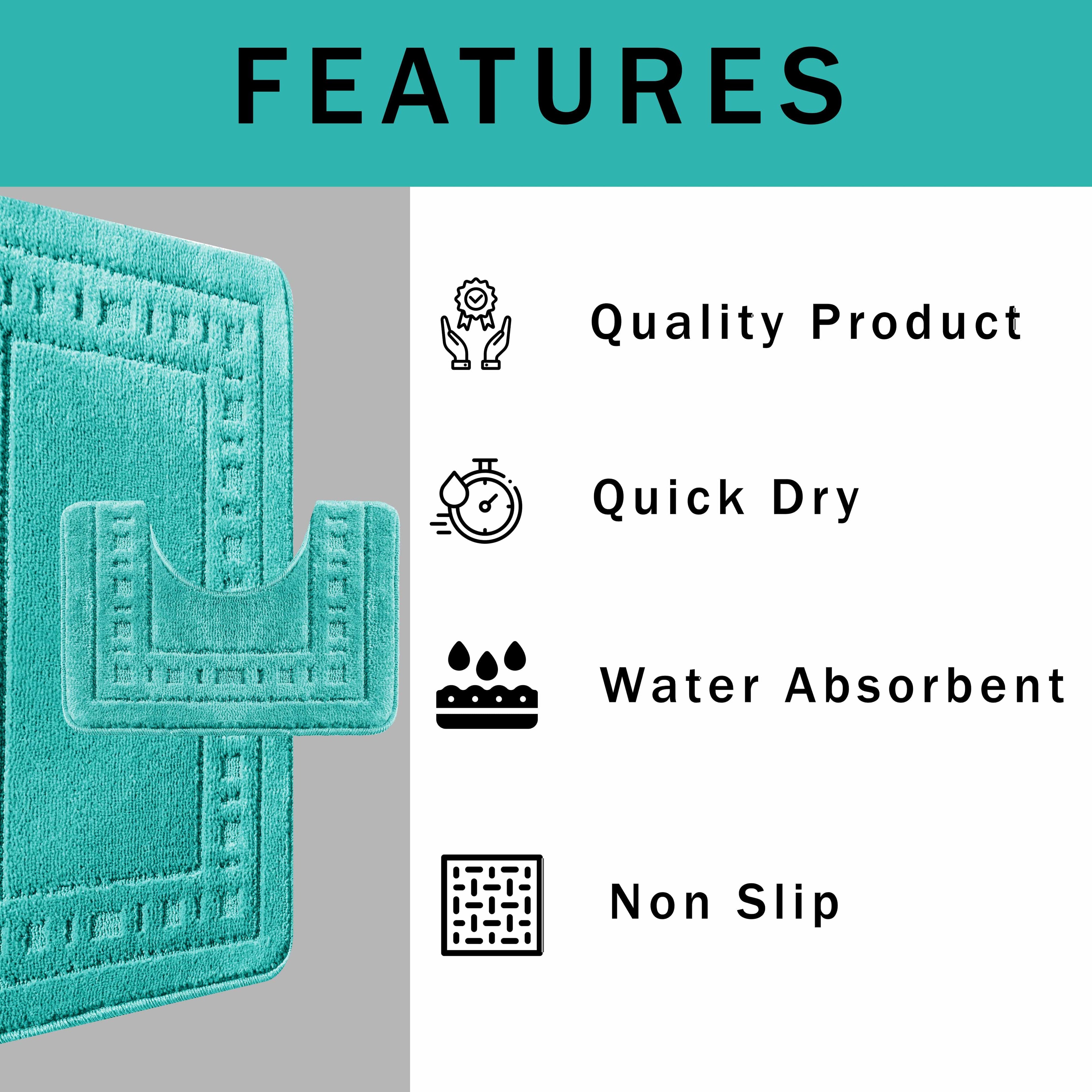 Miami 2 Piece Duck Egg Bath Mat & Pedestal Set Non-Slip Soft & Absorbent Bathroom Mat Set for Comfort & Safety by OLIVIA ROCCO