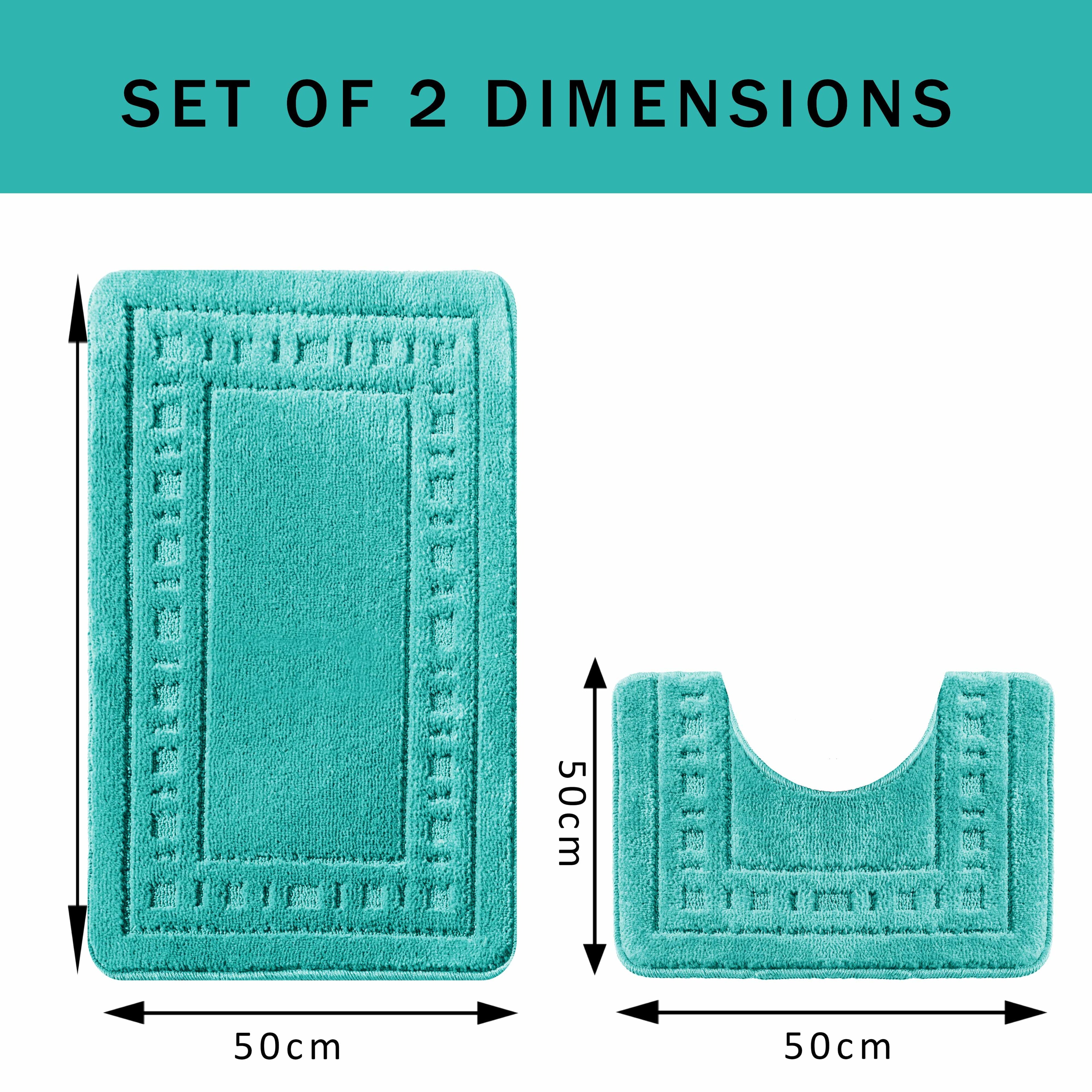 Miami 2 Piece Duck Egg Bath Mat & Pedestal Set Non-Slip Soft & Absorbent Bathroom Mat Set for Comfort & Safety by OLIVIA ROCCO