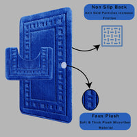Miami 2 Piece Royal Blue Bath Mat & Pedestal Set Non-Slip Soft & Absorbent Bathroom Mat Set for Comfort & Safety by OLIVIA ROCCO