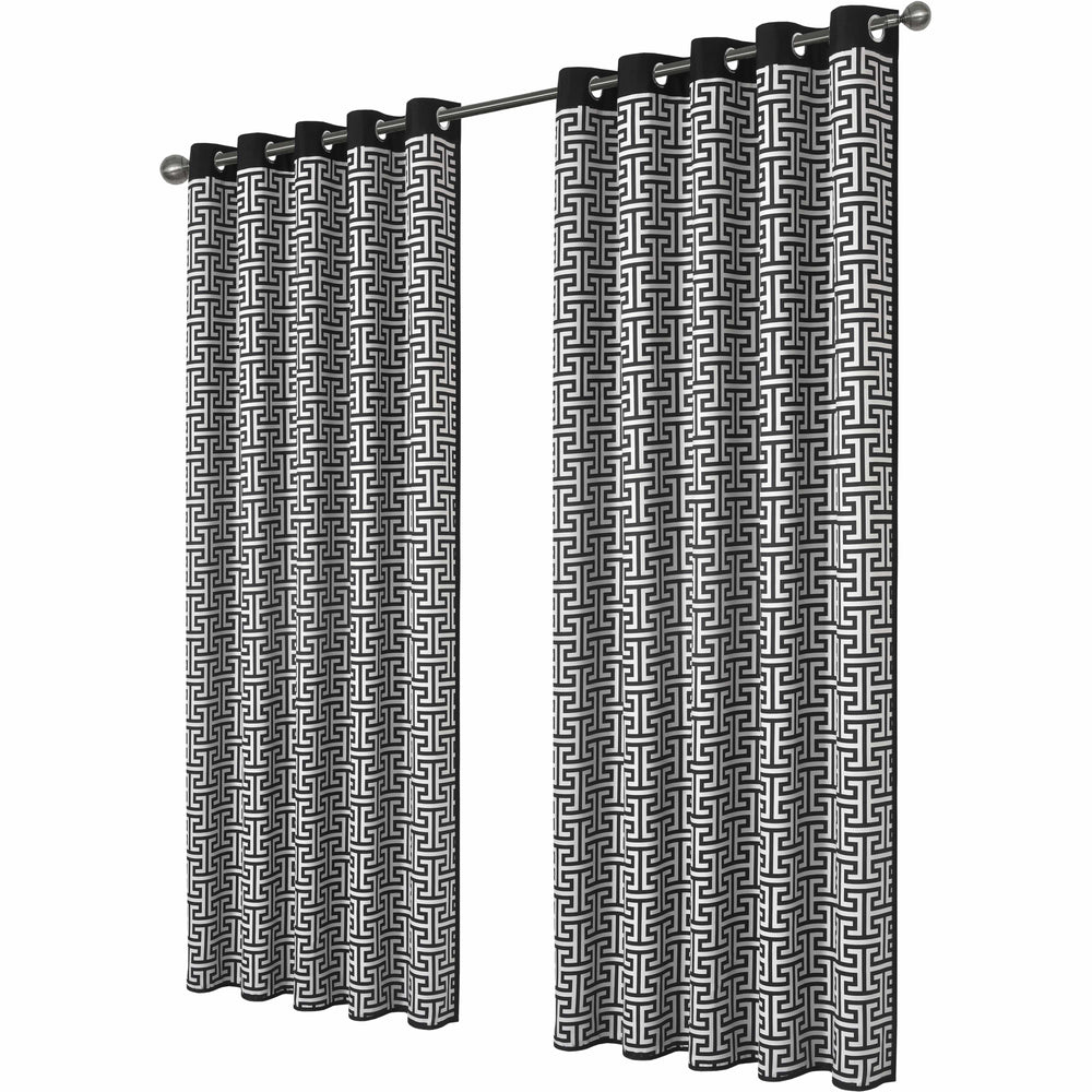 Milano Geometric Blackout Curtains Thermal Insulated Eyelet Pair Light-Blocking Window Drapes for Stylish Home Decor by OLIVIA ROCCO
