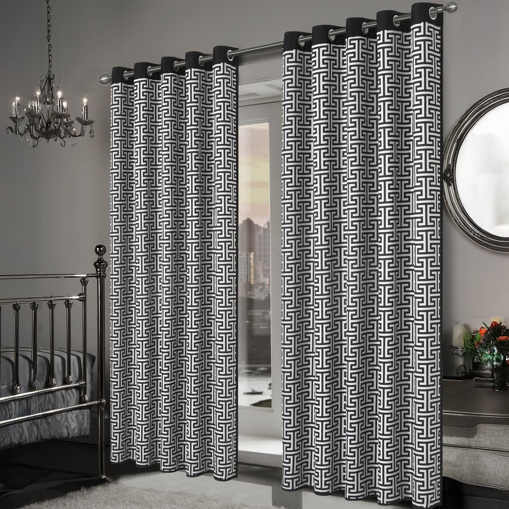 Milano Geometric Blackout Curtains Thermal Insulated Eyelet Pair Light-Blocking Window Drapes for Stylish Home Decor by OLIVIA ROCCO