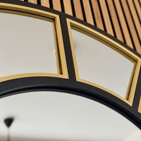 Mio - Black & Gold Metal Arched Window Mirror - 95cm x 120cm