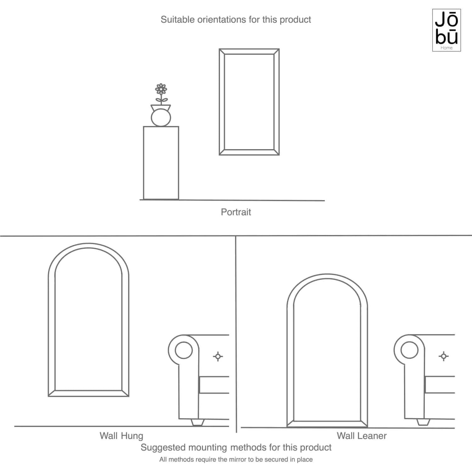 Mio - Black Metal Arched Window Mirror - 95cm x 120cm