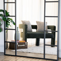 Mio - Full Length Black Metal Arched Window Mirror - 180cm x 105cm.