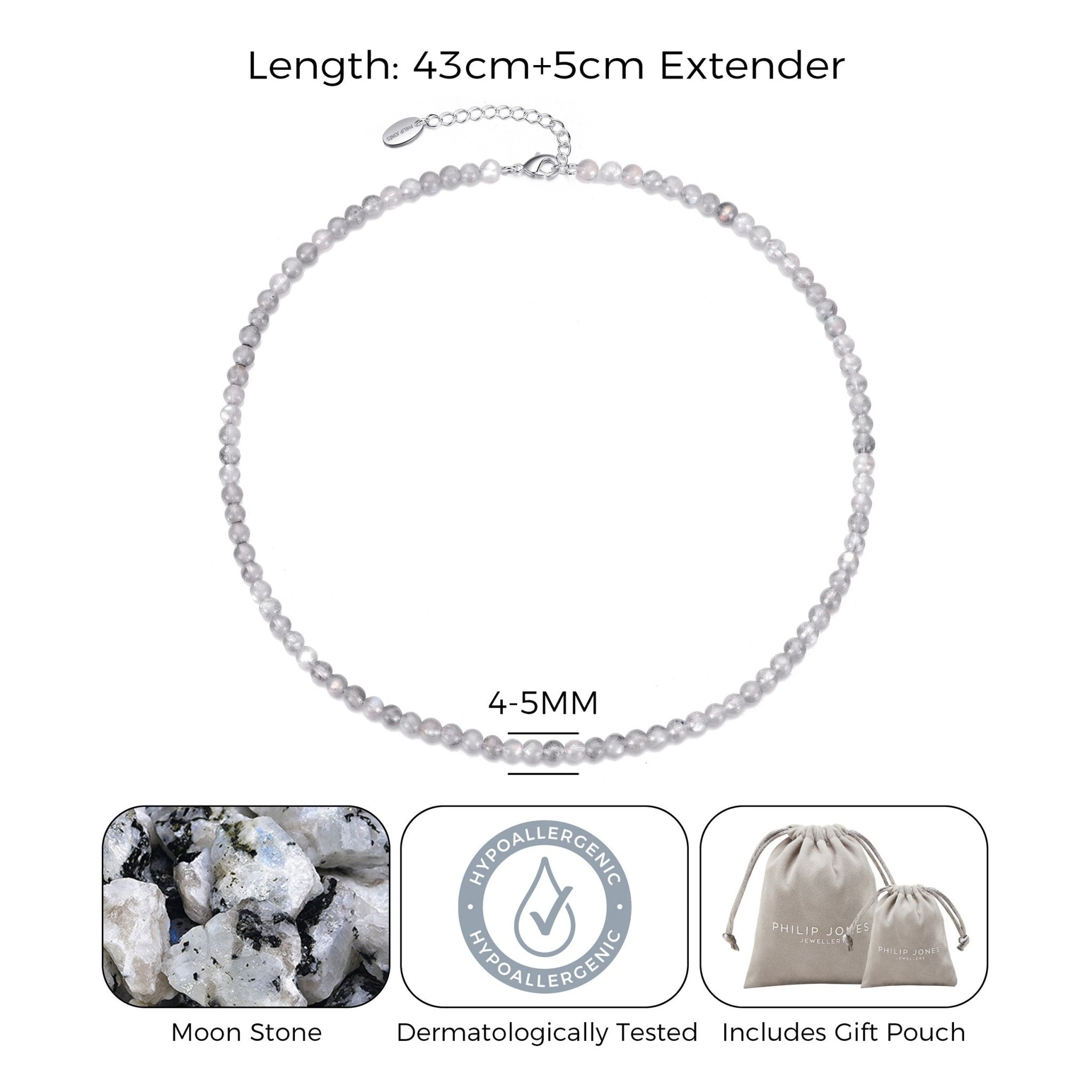 Moonstone Mini Beaded Gemstone Necklace