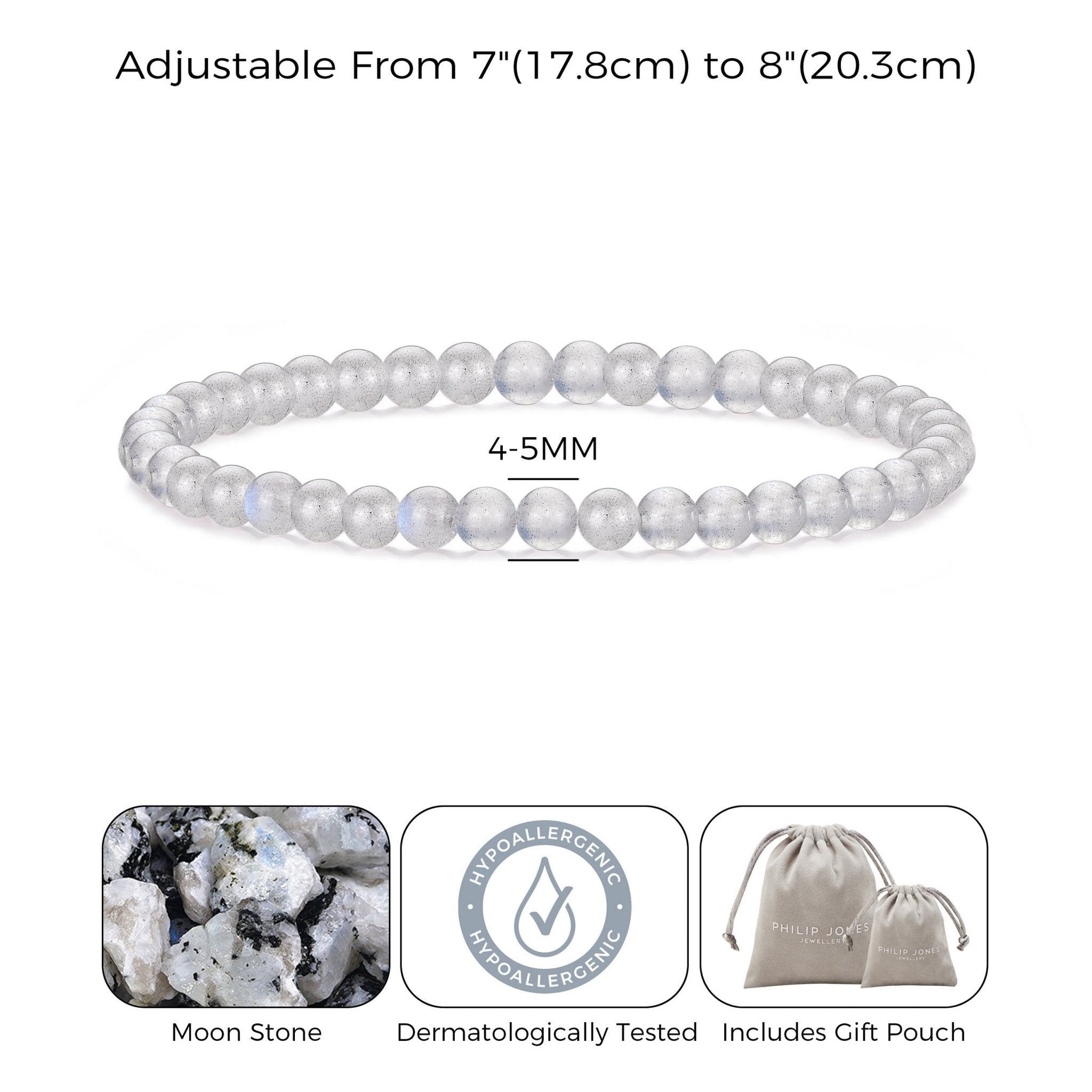 Moonstone Mini Beaded Gemstone Stretch Bracelet