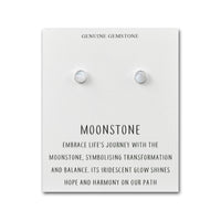 Moonstone Stud Earrings with Quote Card