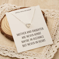 Mother and Daughter Heart Link Necklace with Quote Card Created with Zircondia® Crystals