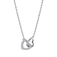 Mother and Daughter Heart Link Necklace with Quote Card Created with Zircondia® Crystals