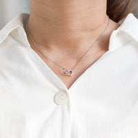 Mother and Daughter Heart Link Necklace with Quote Card Created with Zircondia® Crystals