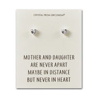 Mother and Daughter Quote Heart Earrings Created with Zircondia® Crystals