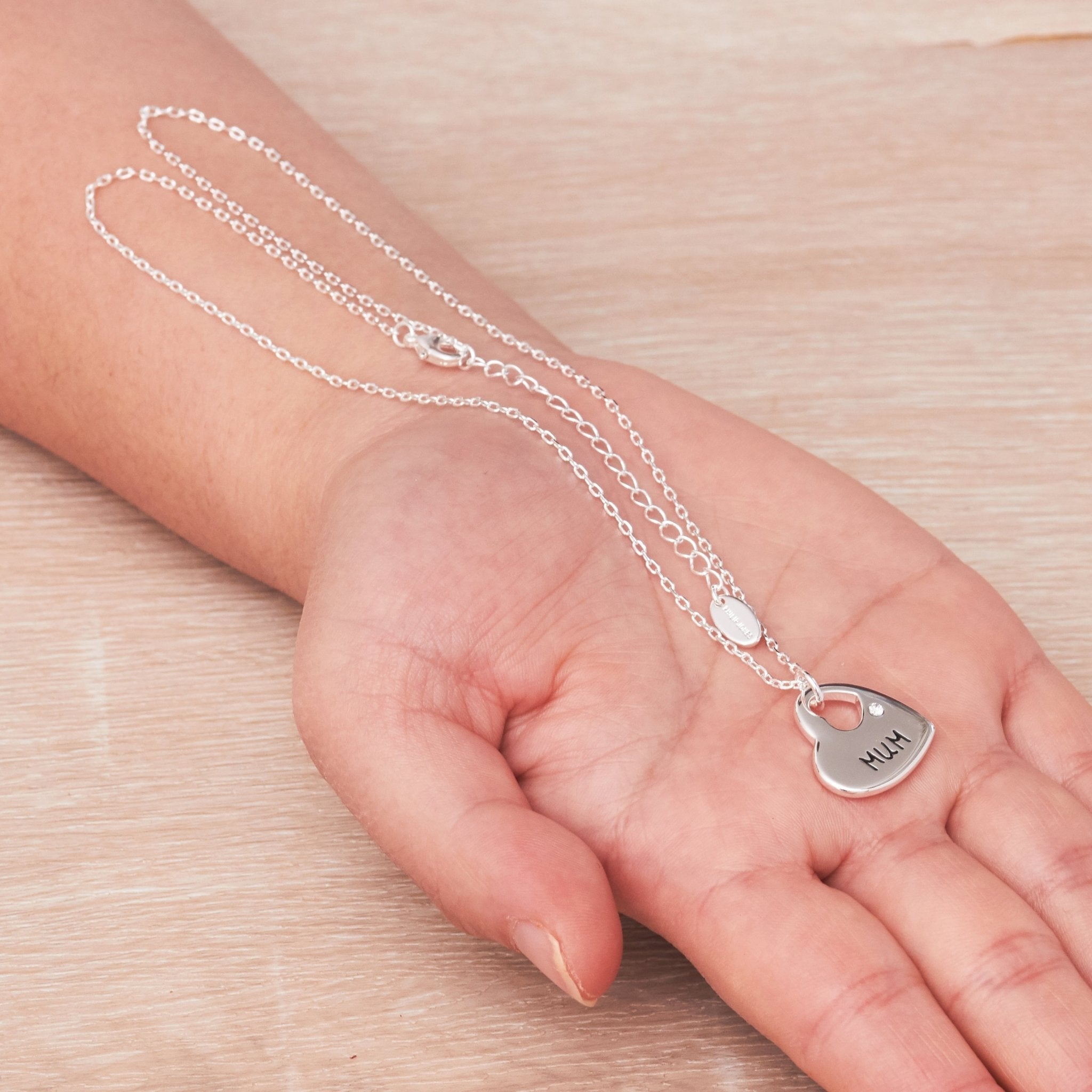 Mother and Daughter Quote Heart Necklace Created with Zircondia® Crystals