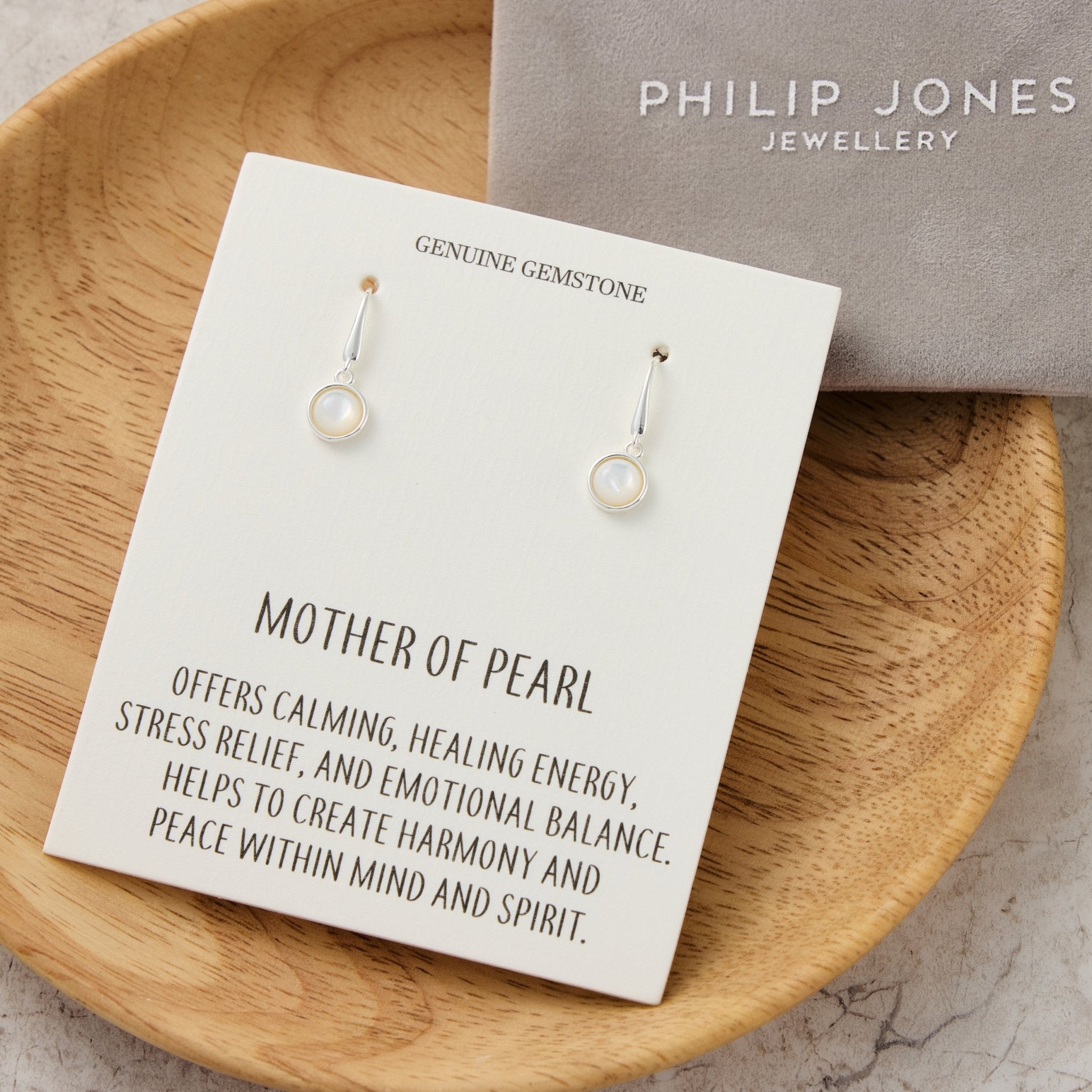 Mother of Pearl Drop Earrings with Quote Card