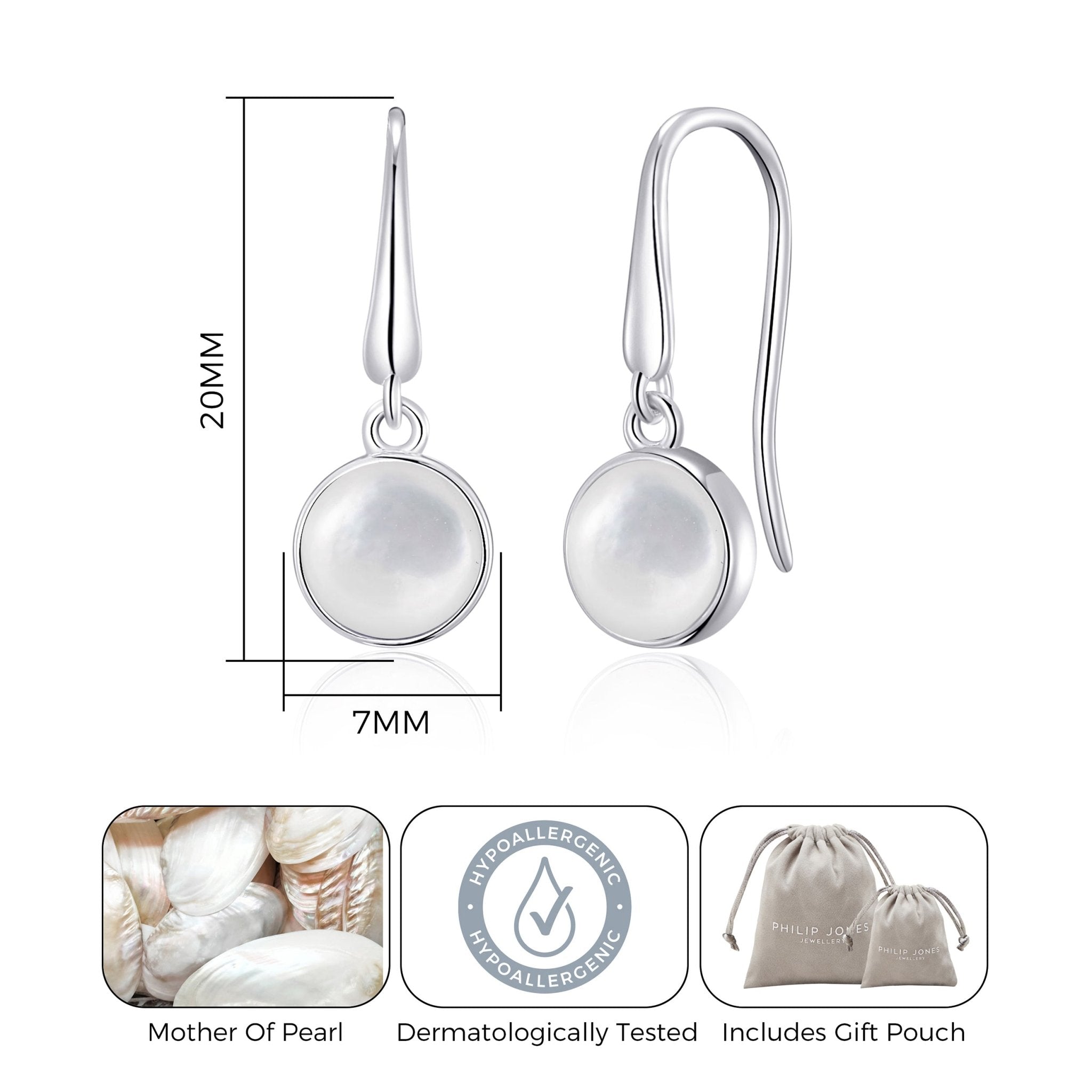 Mother of Pearl Drop Earrings with Quote Card