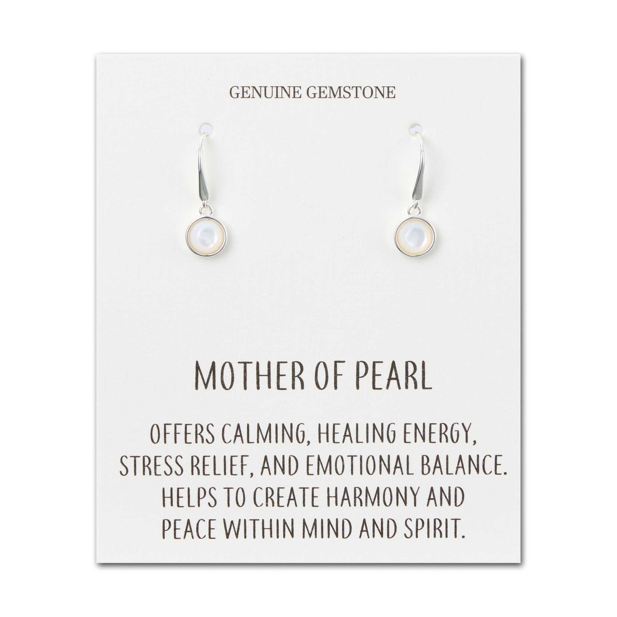 Mother of Pearl Drop Earrings with Quote Card