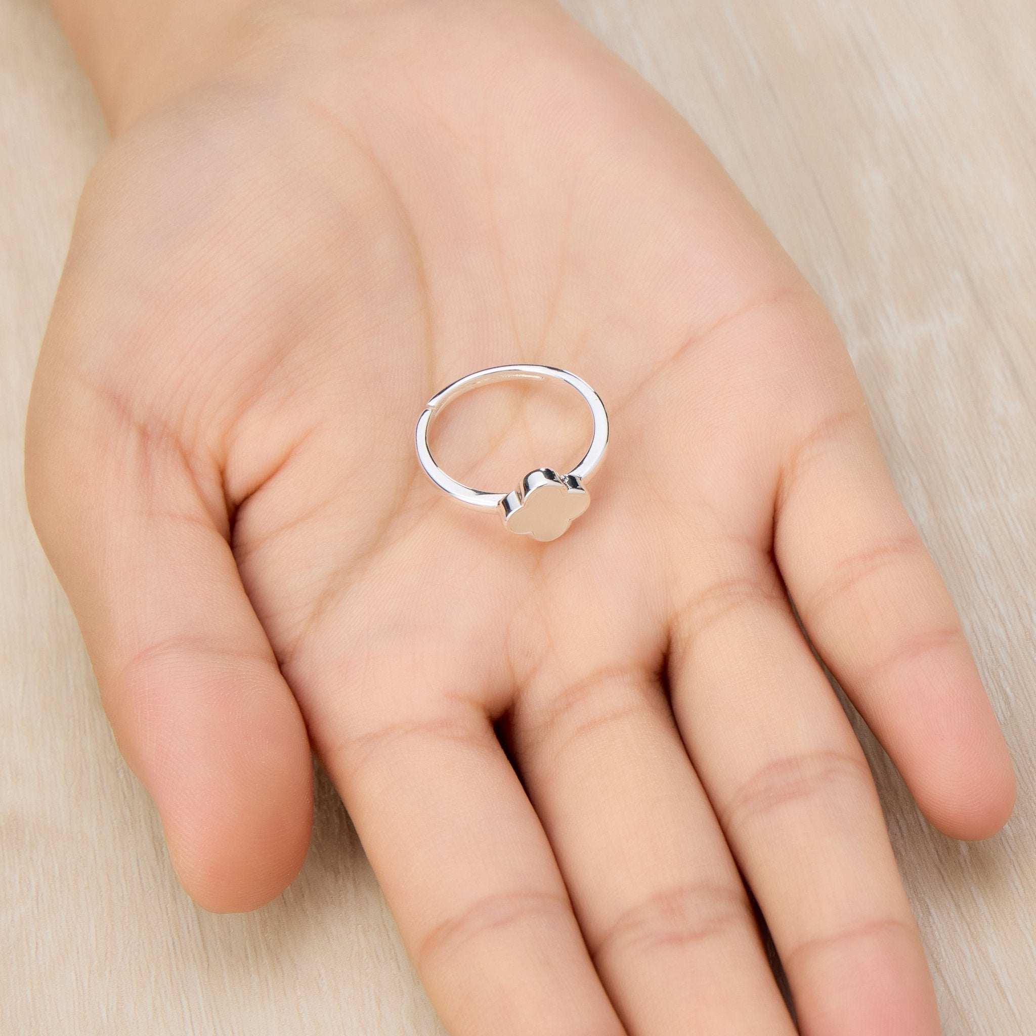 Mother of Pearl Gemstone Adjustable Clover Ring