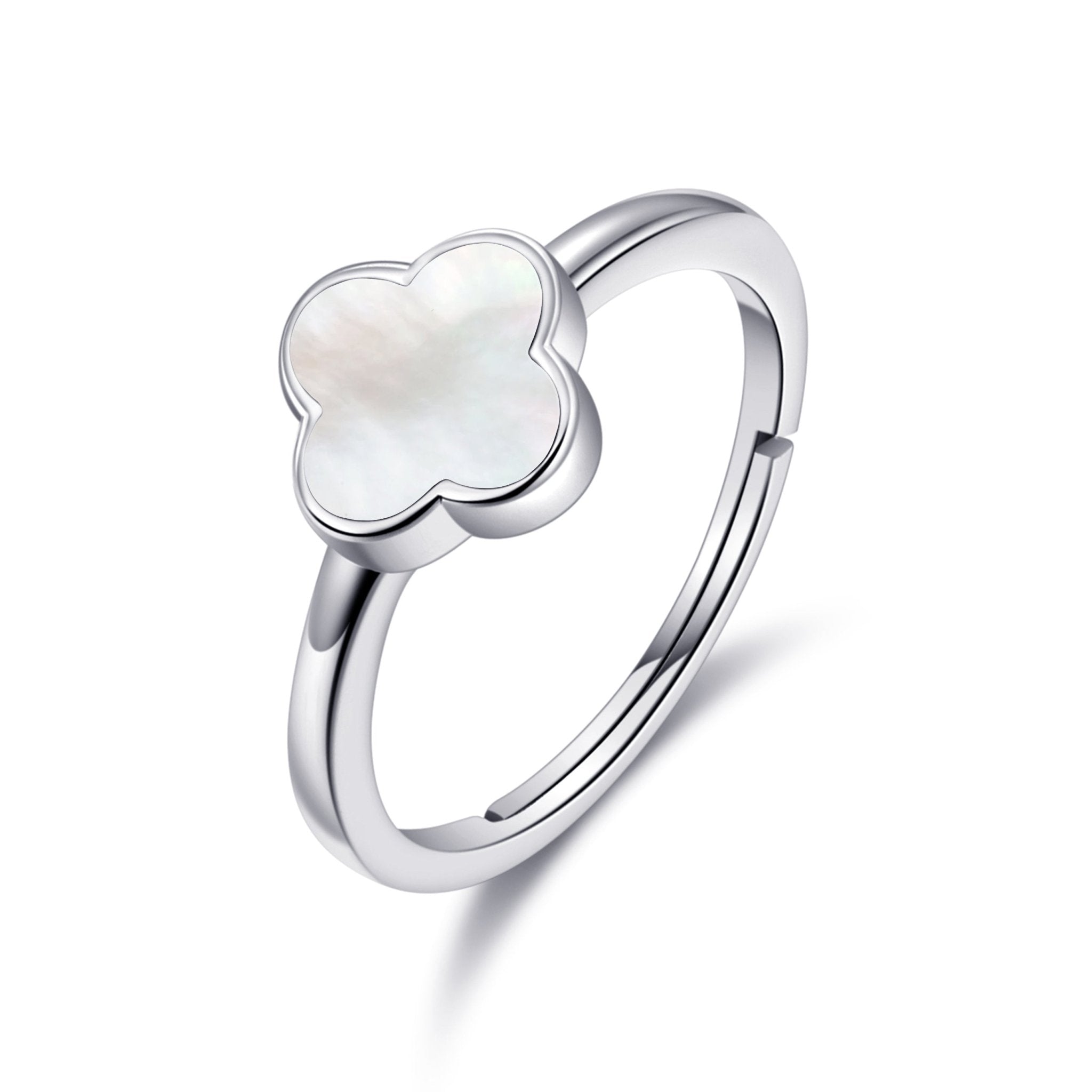 Mother of Pearl Gemstone Adjustable Clover Ring