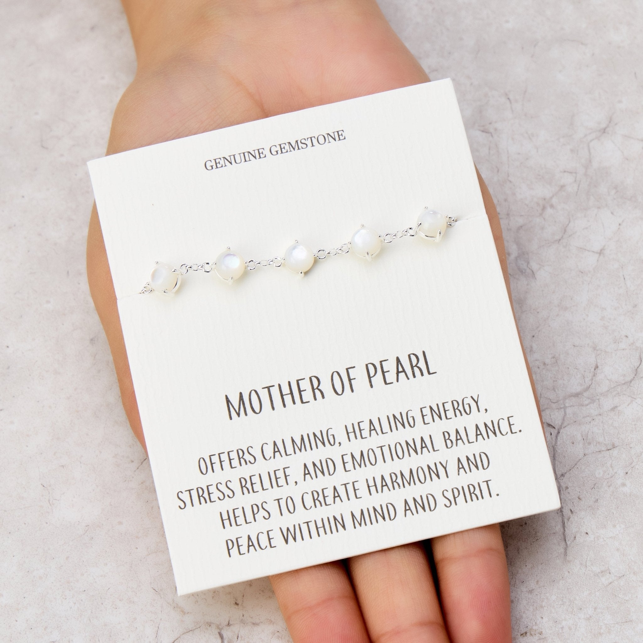 Mother of Pearl Gemstone Bracelet with Quote Card