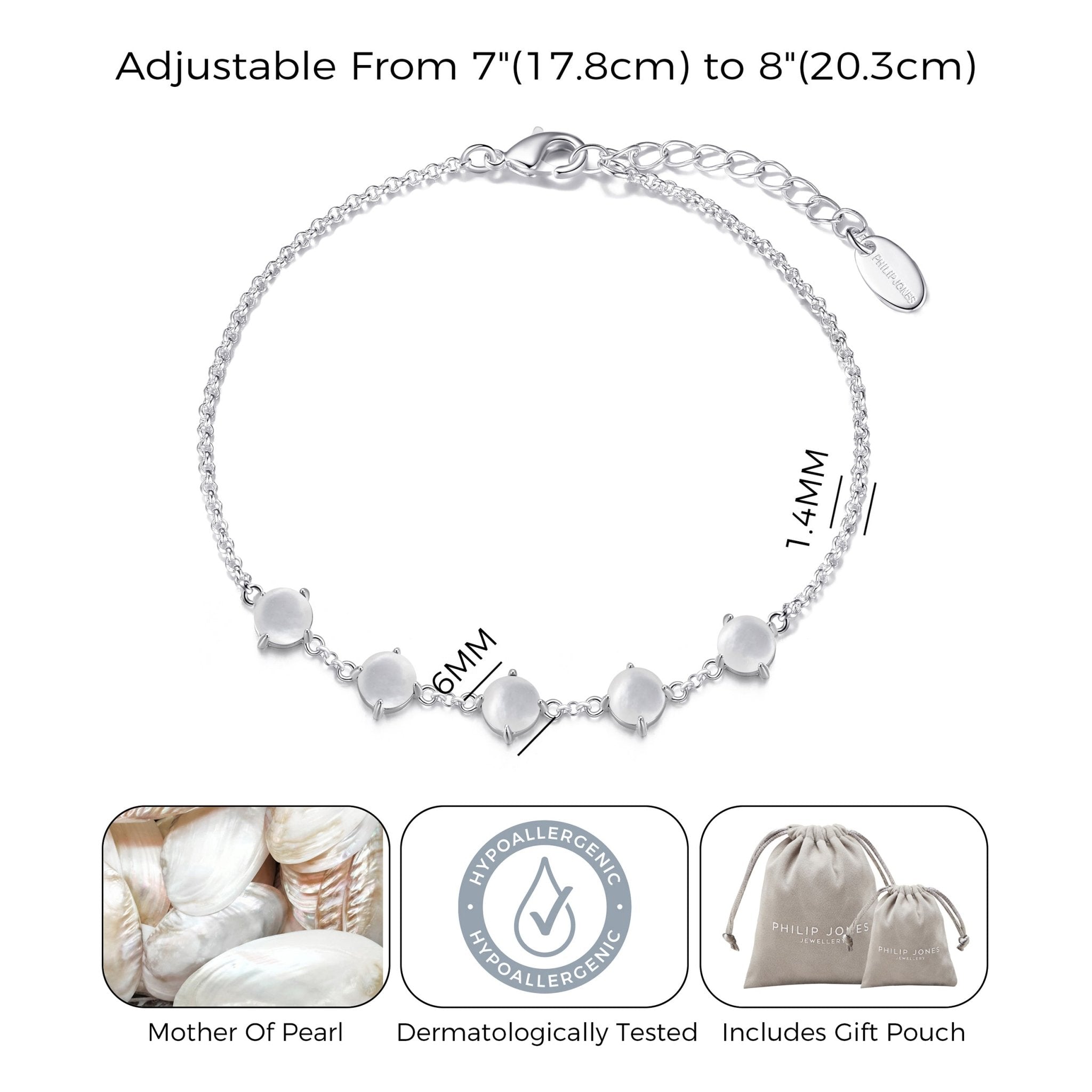 Mother of Pearl Gemstone Bracelet with Quote Card