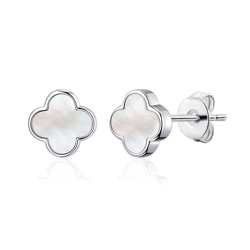 Mother of Pearl Gemstone Clover Earrings