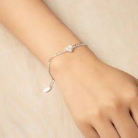 Mother Of Pearl Heart Gemstone Bracelet Created with Zircondia® Crystals