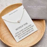 Mother Of Pearl Heart Gemstone Bracelet with Quote Card Created with Zircondia® Crystals