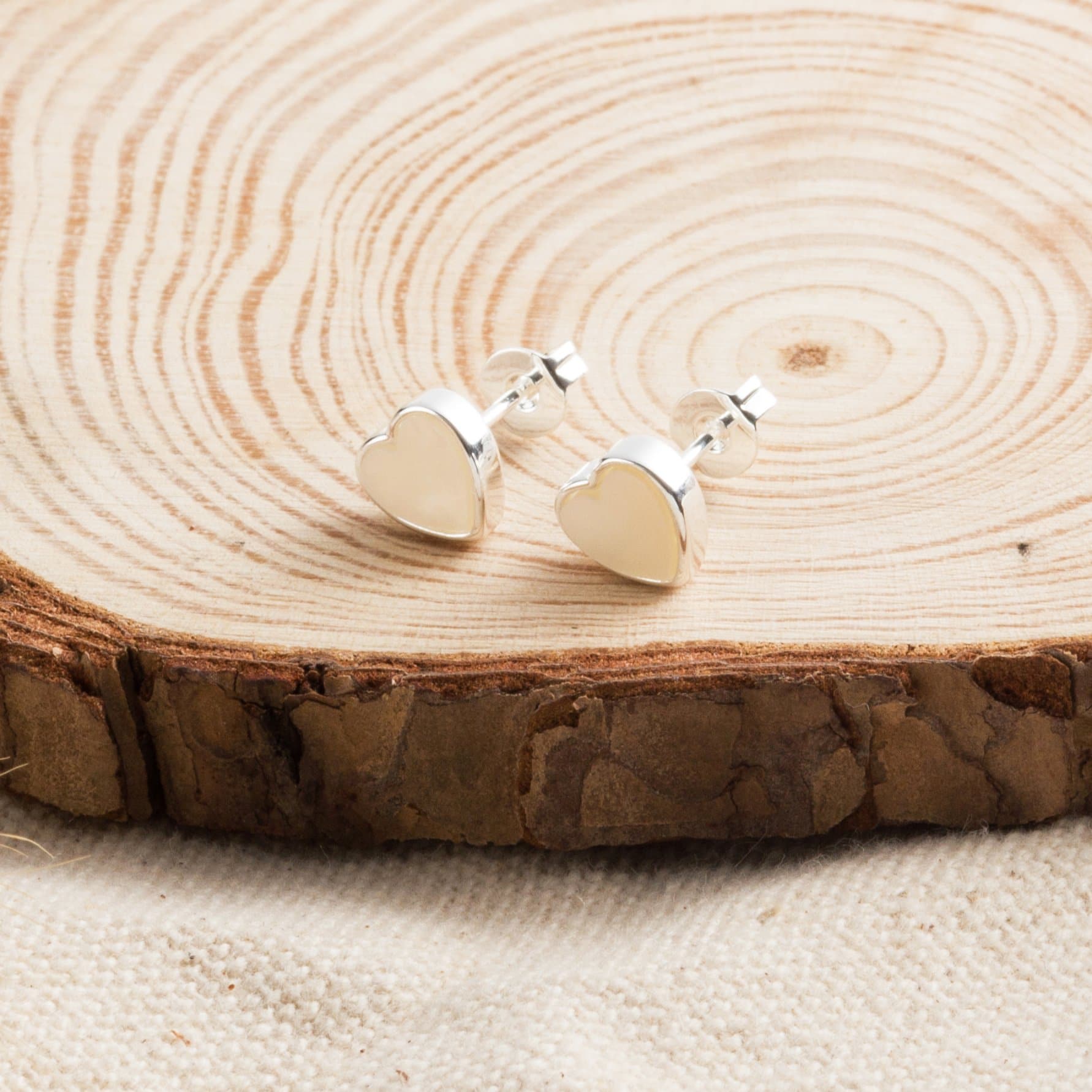 Mother of Pearl Heart Stud Earrings