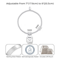 Mum Heart Charm Beaded Stretch Bracelet