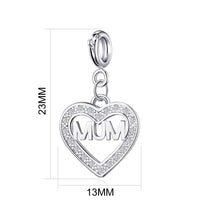 Mum Heart Charm Created with Zircondia® Crystals