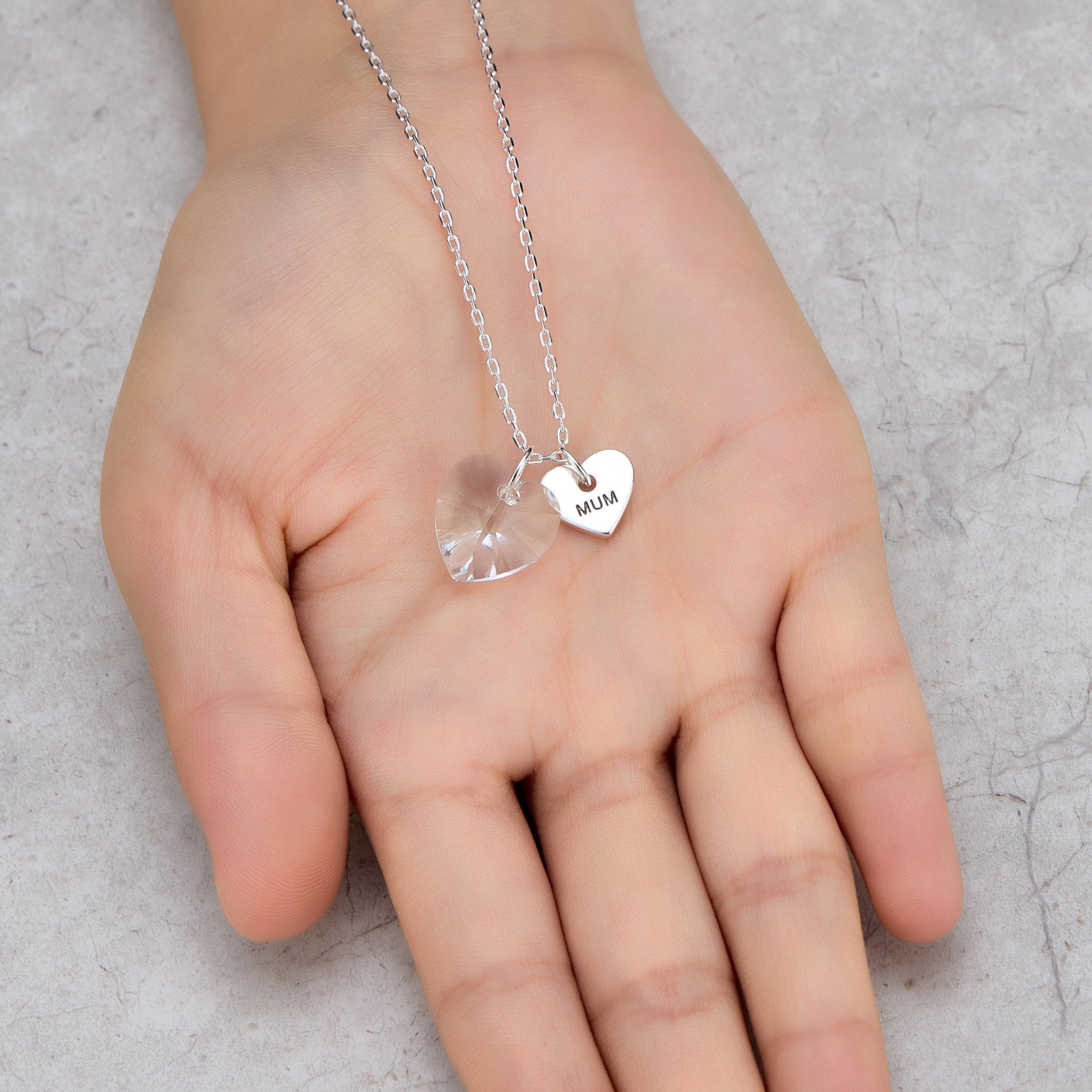 Mum Heart Necklace Created with Zircondia® Crystals