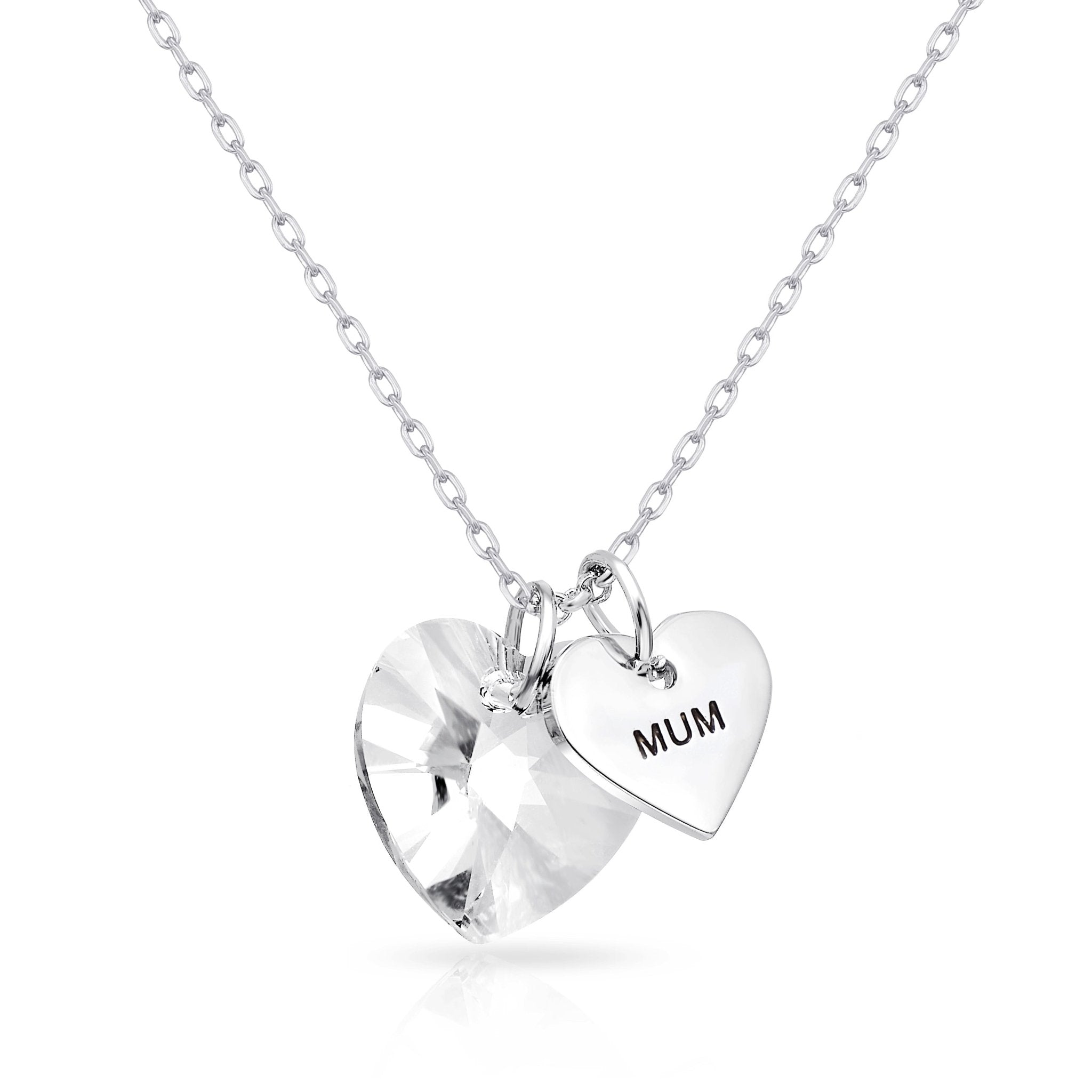 Mum Heart Necklace Created with Zircondia® Crystals