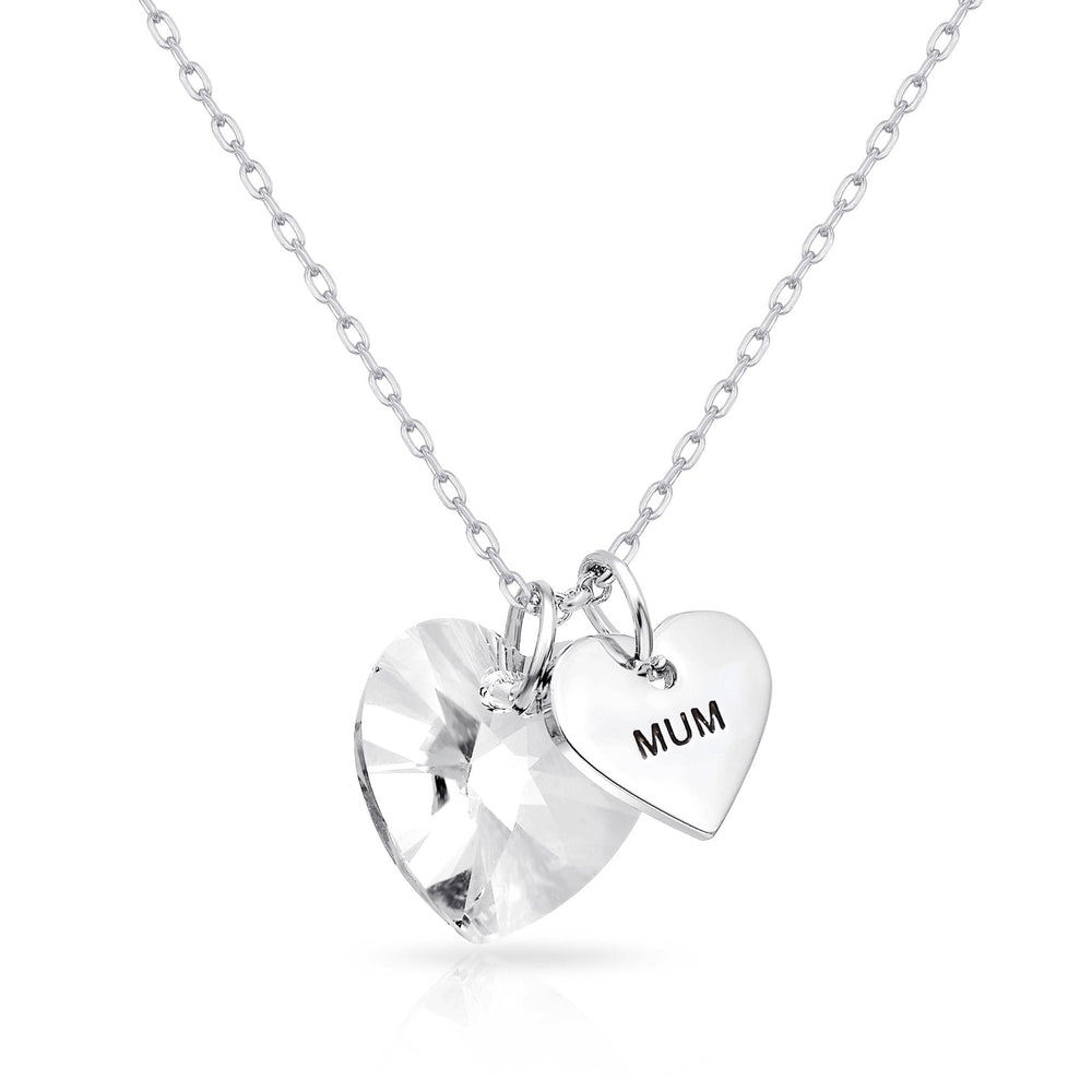 Mum Heart Necklace Created with Zircondia® Crystals
