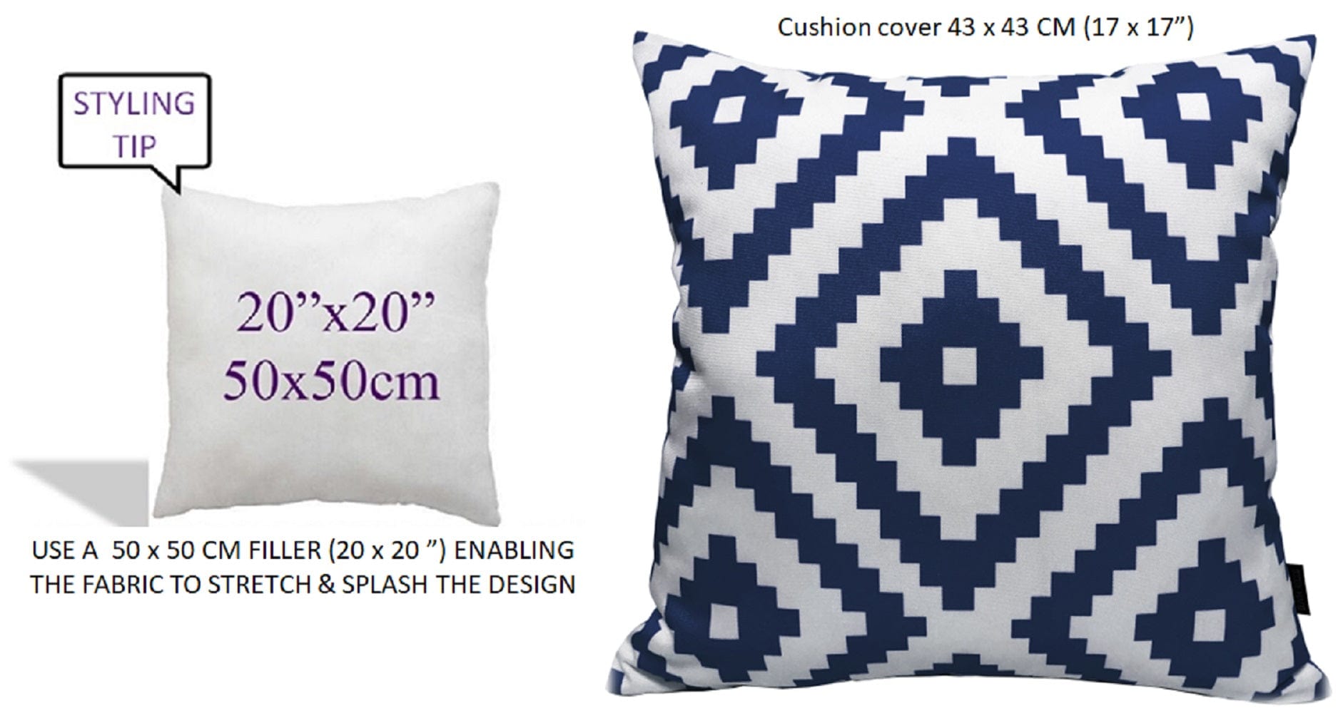 Nairobi Navy Waterproof Outdoor Cushions Weather-Resistant Decorative Pillows for Patio Garden Travel Beach Versatile Indoor Outdoor Use by OLIVIA ROCCO
