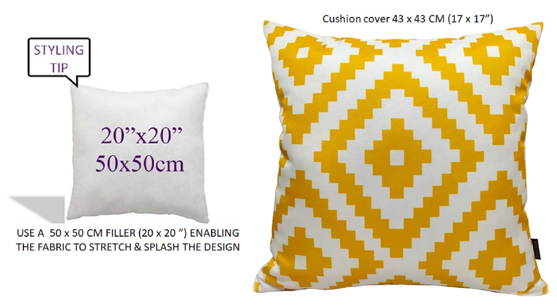 Nairobi Ochre Waterproof Outdoor Cushions Breathable Hollowfibre Filled Weather Resistant Decorative Patio Garden Cushions for Indoor and Outdoor Use by OLIVIA ROCCO