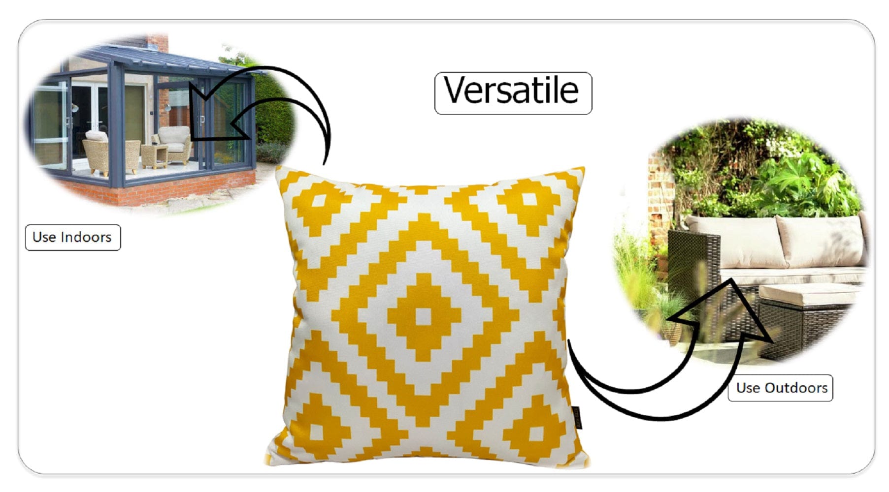 Nairobi Ochre Waterproof Outdoor Cushions Breathable Hollowfibre Filled Weather Resistant Decorative Patio Garden Cushions for Indoor and Outdoor Use by OLIVIA ROCCO