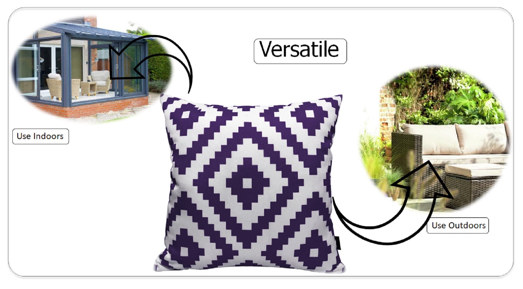 Nairobi Purple Outdoor Scatter Cushions Waterproof Weather Resistant Decorative Pillows for Garden Patio Beach Indoor 43 x 43 cm by OLIVIA ROCCO