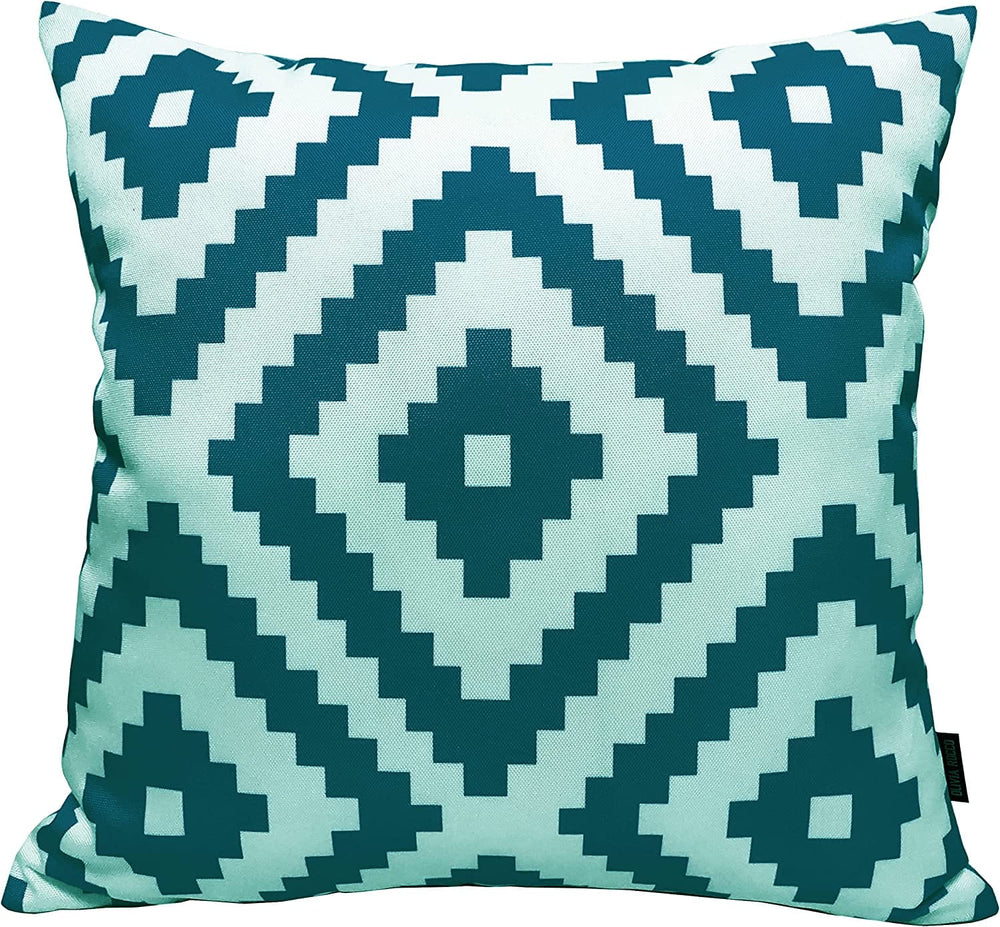 Nairobi Teal Outdoor Waterproof Cushions 43x43 cm Hollowfibre Filled Durable Breathable Polyester for Patio Garden Indoor Beach Events by OLIVIA ROCCO