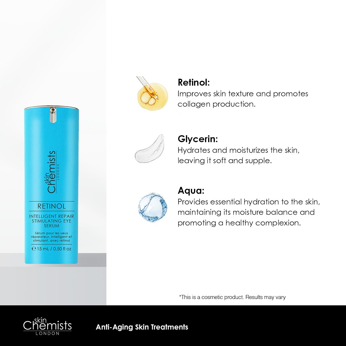 skinChemists Retinol Intelligent Repair Stimulating Eye Serum 15ml Twin Value Savings Pack