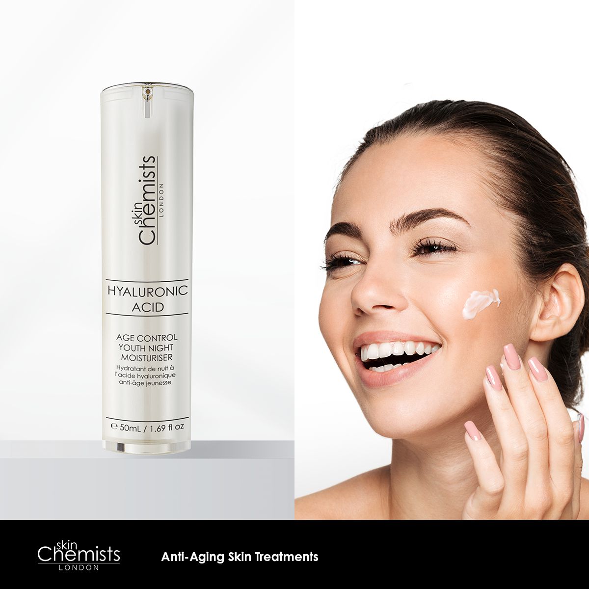 skinChemists Hyaluronic Acid Age Control Youth Night Moisturiser 50ml Twin Value Savings Pack