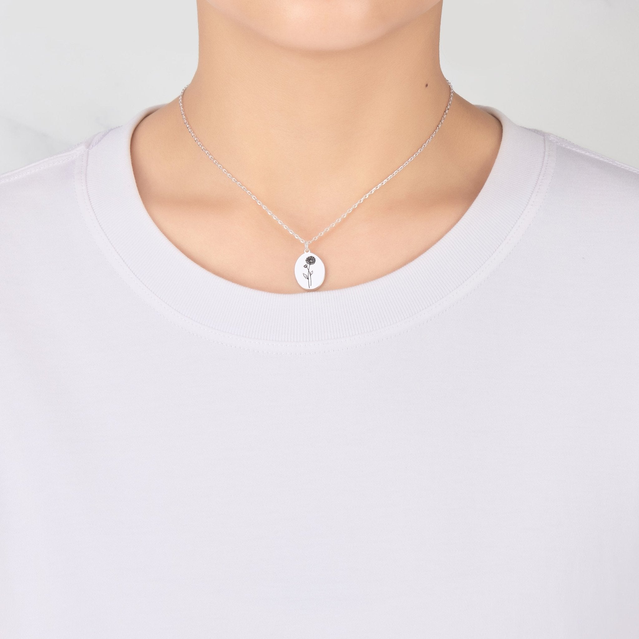 November Birth Flower Chrysanthemum Necklace with Card