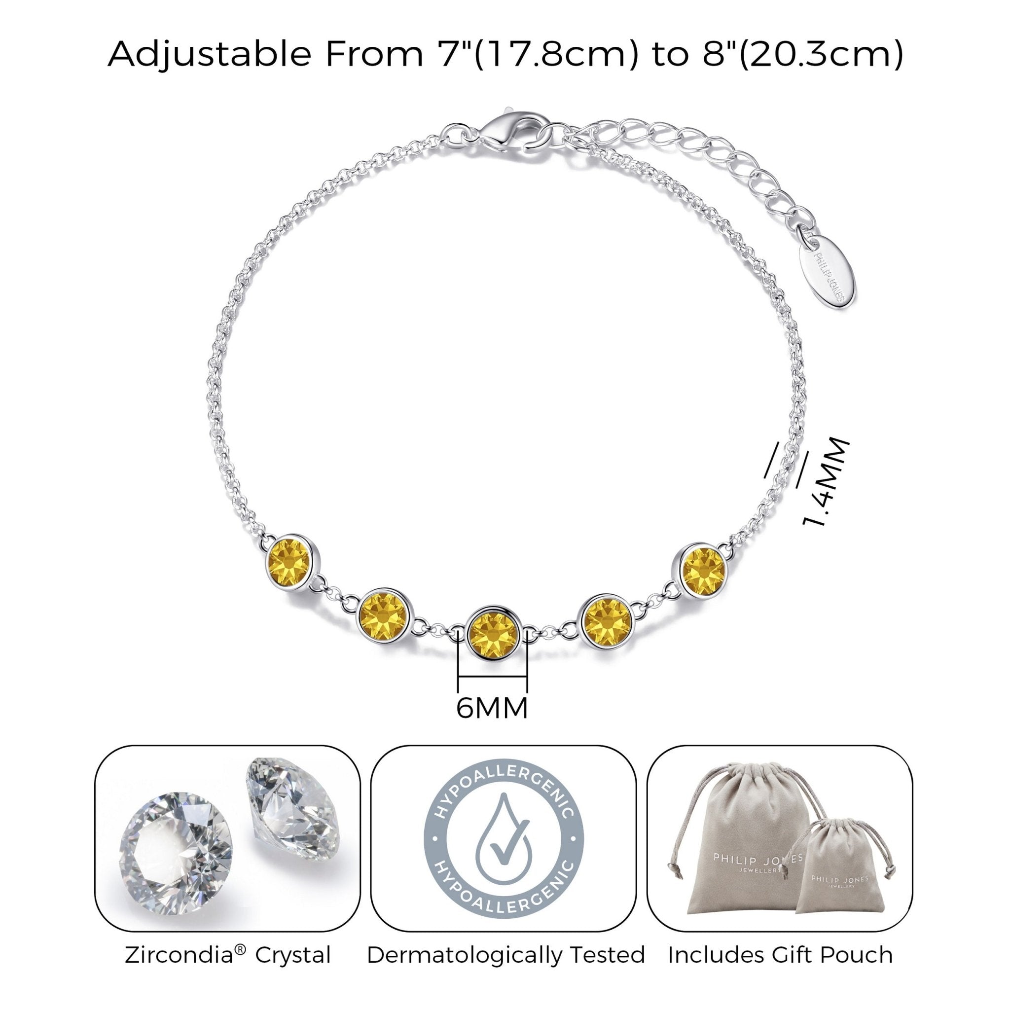 November Birthstone Bracelet Created with Topaz Zircondia® Crystals