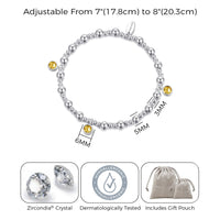 November (Citrine) Birthstone Stretch Charm Bracelet with Quote Gift Box