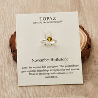 November (Topaz) Adjustable Birthstone Ring Created with Zircondia® Crystals