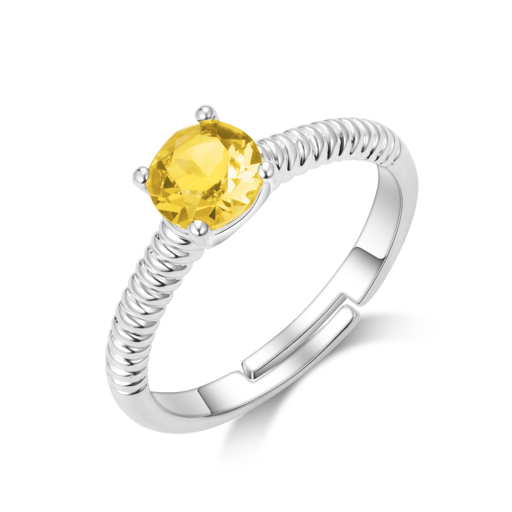 November (Topaz) Adjustable Birthstone Ring Created with Zircondia® Crystals