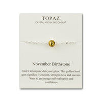 November (Topaz) Birthstone Anklet Created with Zircondia® Crystals