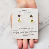 November (Topaz) Birthstone Clip On Earrings Created with Zircondia® Crystals