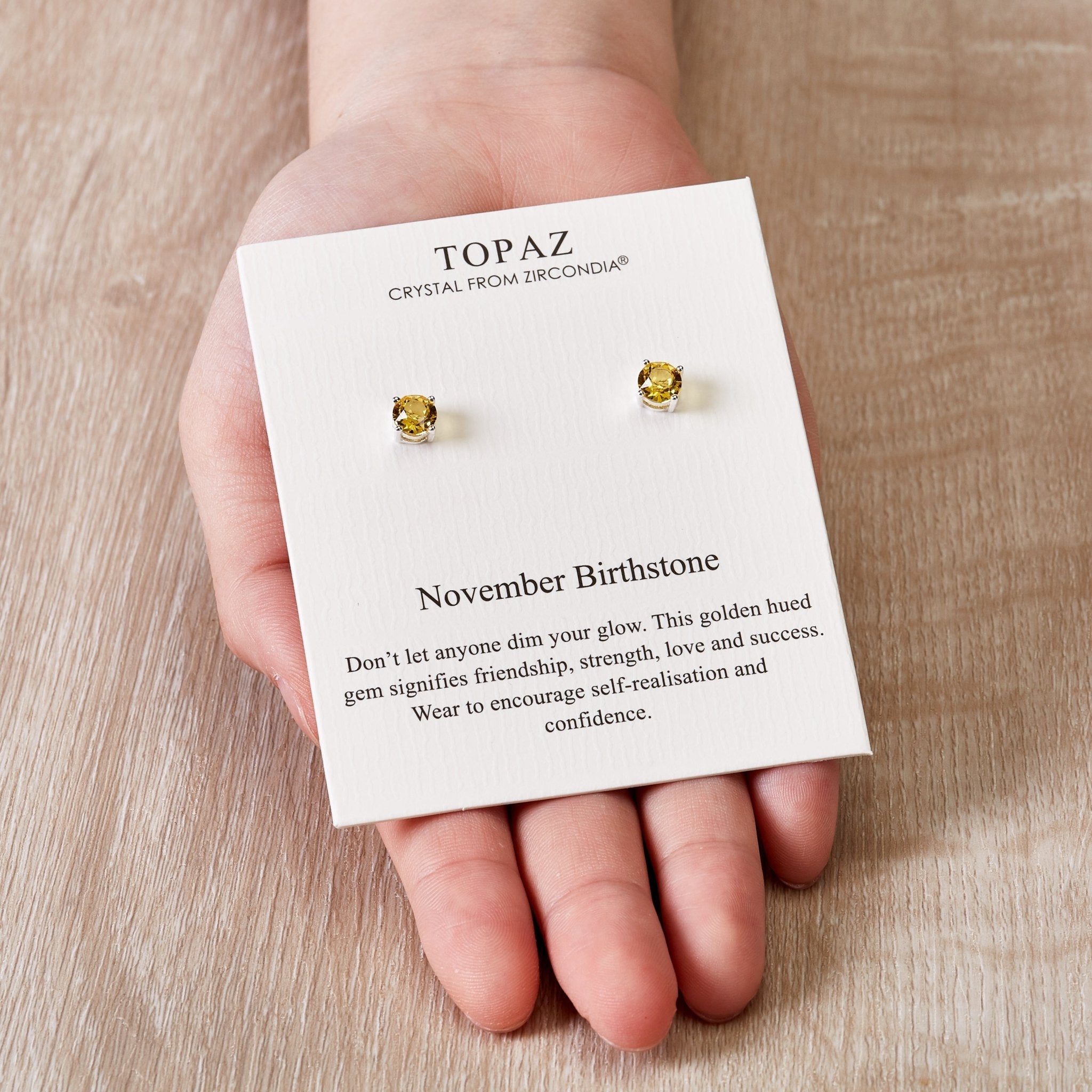 November (Topaz) Birthstone Earrings Created with Zircondia® Crystals